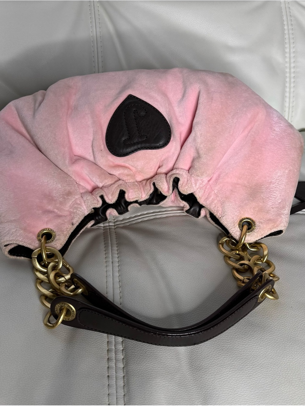 Juicy Couture Pink 'Juicy Royal' Embroidered Shoulder Bag with Gold Hardware - Picture 3 of 16